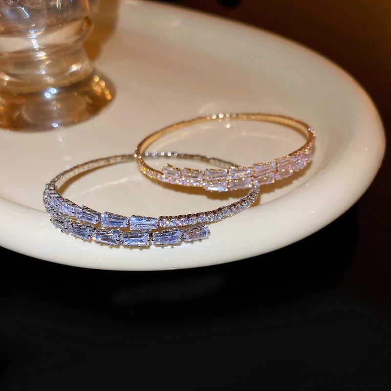 Zircon Bow Cuff Bracelet for Women Korea Luxury High-grade Charm Bracelet Fashion Personality Wedding Dainty Accessories Jewelry Precision