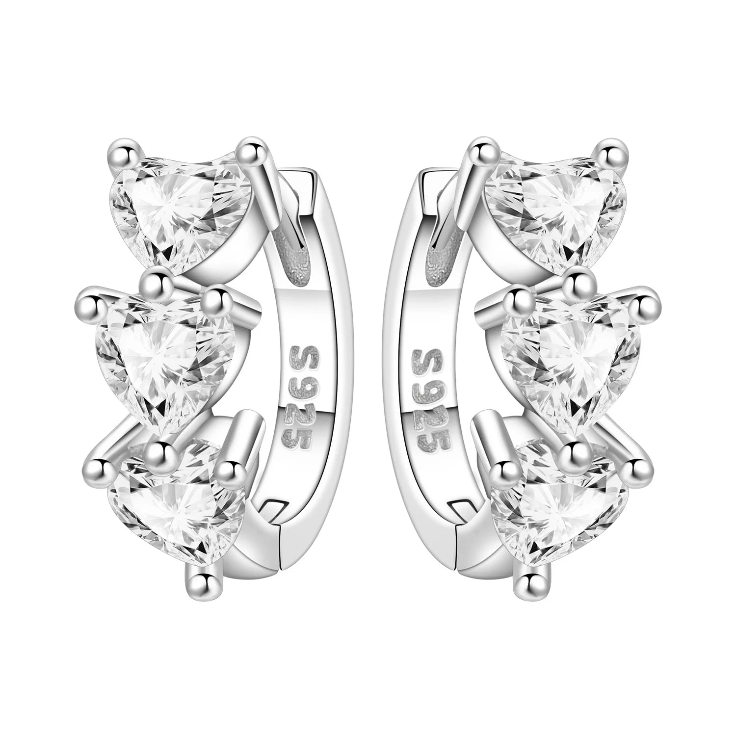 925 Sterling Silver Simple Love Heart Series Jewelry Zircon Circle Hoop Earrings Women Fine Earring S925Jewelry Gift Accessories Jewelry Precision