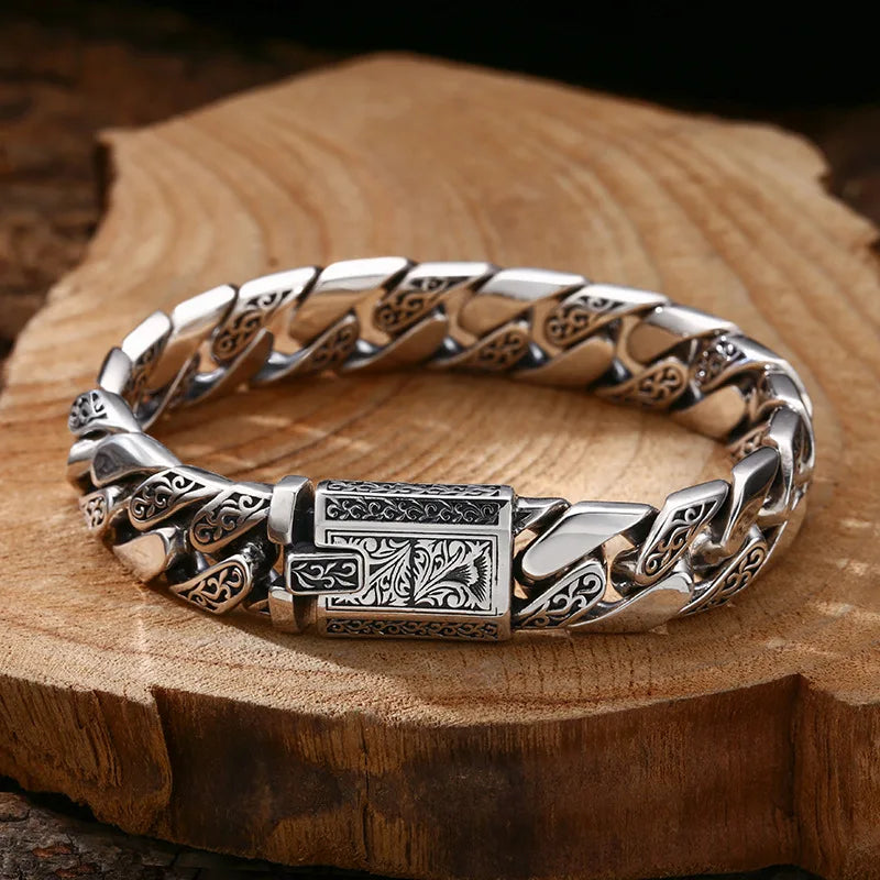 S925 Sterling Silver Timeless Vine Garland Buckle Retro Punk Tank Bracelet Jewelry Creativity Gift Factory Price Jewelry Precision