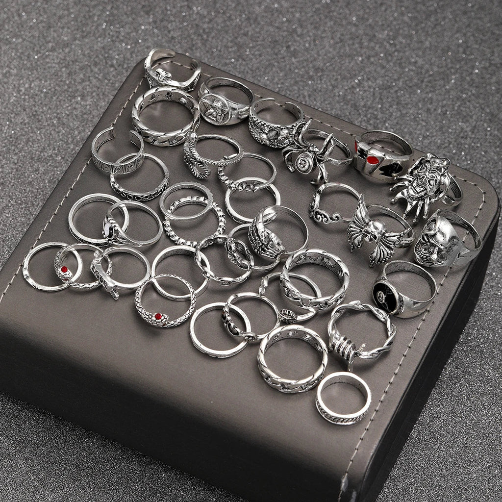 35 Pcs Gothic Ring Set for Men Women Jewelry Precision