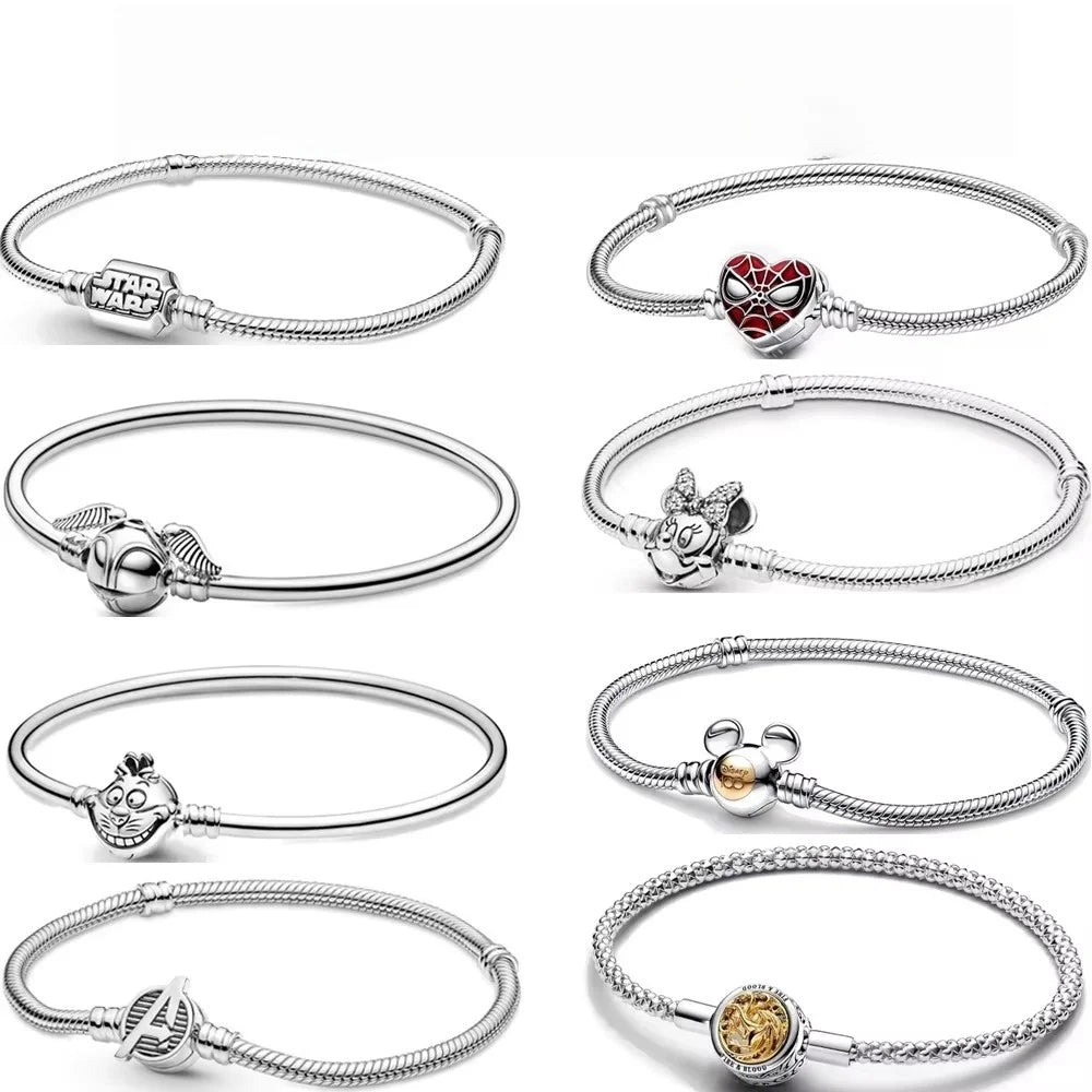 Original 925 Silver Plated Moments Bracelets Harry  Mickey Spider Love Heart Clasp Bead Charm Bracelet For Women DIY Jewelry Jewelry Precision